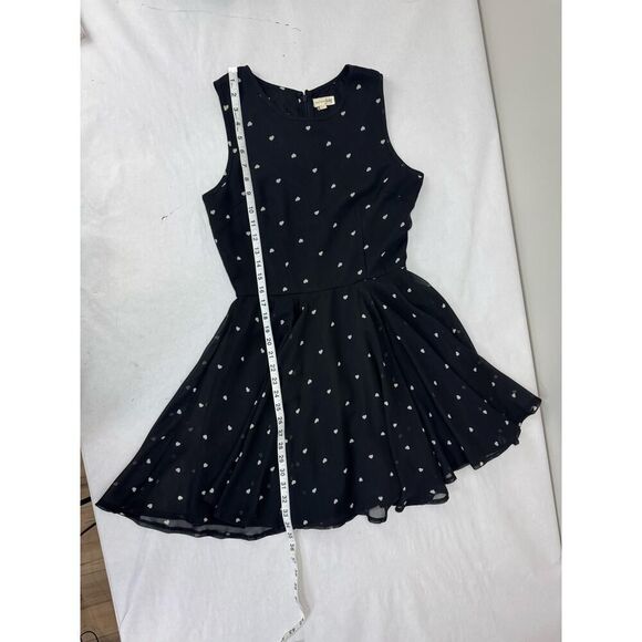 Maison Jules Fit Flare Dress Hearts Print Black Size Medium Retro Twee 50s Dot - Picture 7 of 10